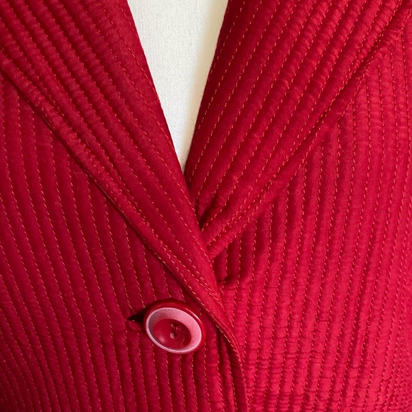 Coldwater Creek Bright Red Silk Blend Tie Back Holiday Light Jacket- Sz-10 - Picture 6 of 16